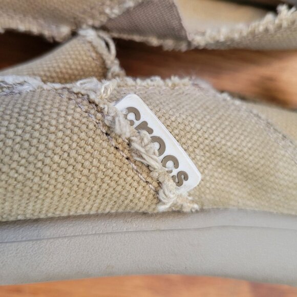 Crocs Canvas Slip On Shoes 8 Beige‎ SANTA CRUZ Vacation Cruise Beach Comfort main image 4